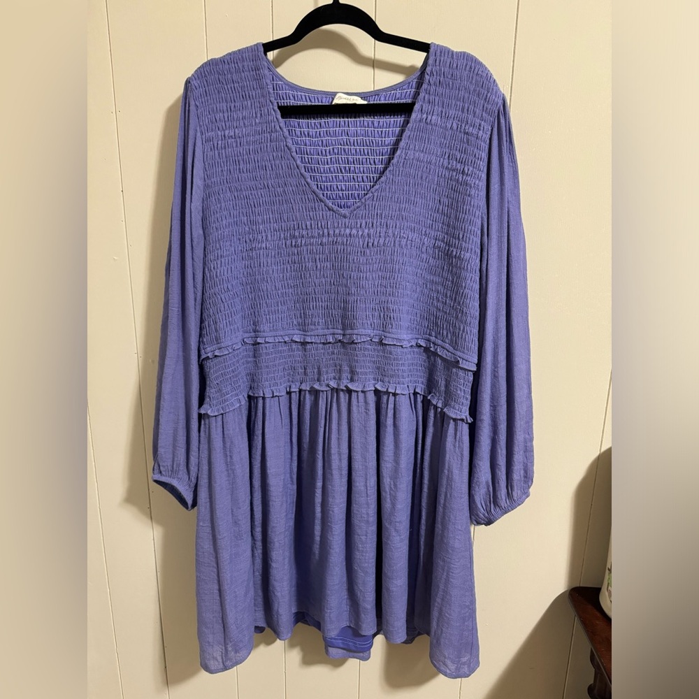A Beautiful Soul Arula size C 22/24 3x lavender smocked long sleeve lined dress
